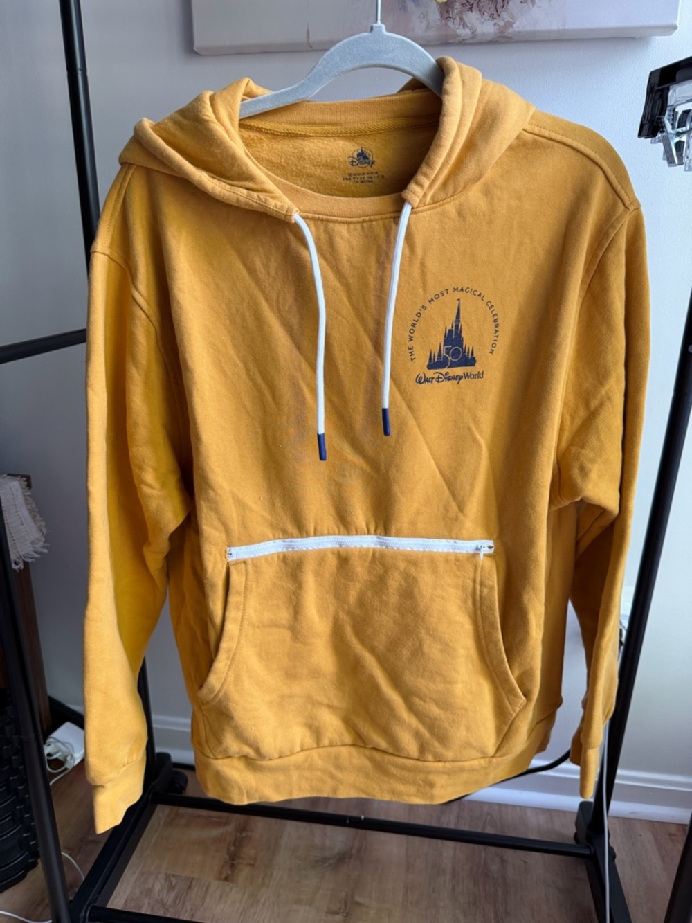 Disney Mustard Yellow 50th Anniversary Hooded Pullover Sweatshirt